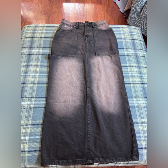 FREE PEOPLE THE RAGGED PRIEST COCOA BROWN MAXI DENIM SKIRT OVERSIZED 4 - Picture 4 of 11